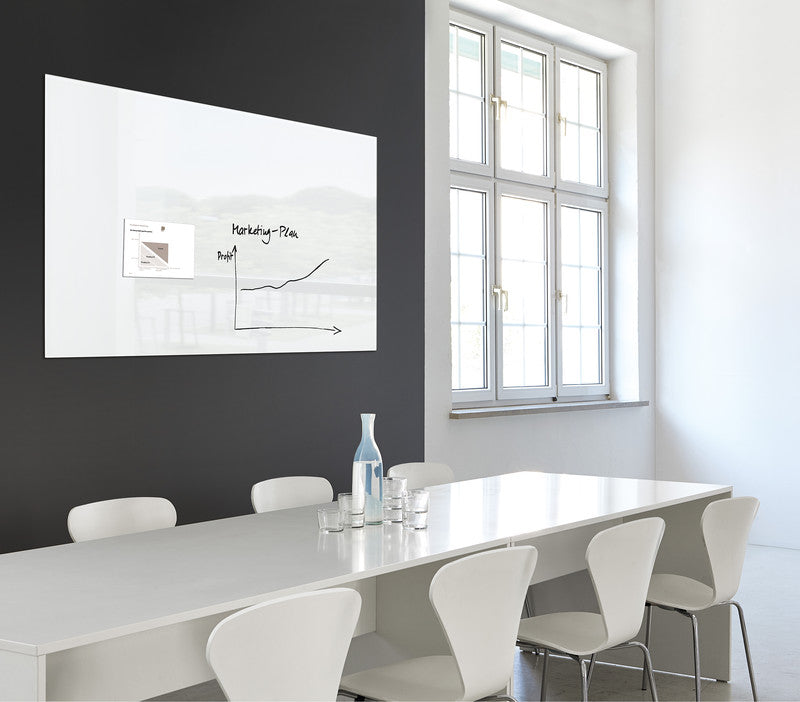 Sigel Whiteboard – 91 × 46 cm, Glas, magnetisch, Wandmontage, inkl. SuperDym-Magnetwürfel, Montagesatz