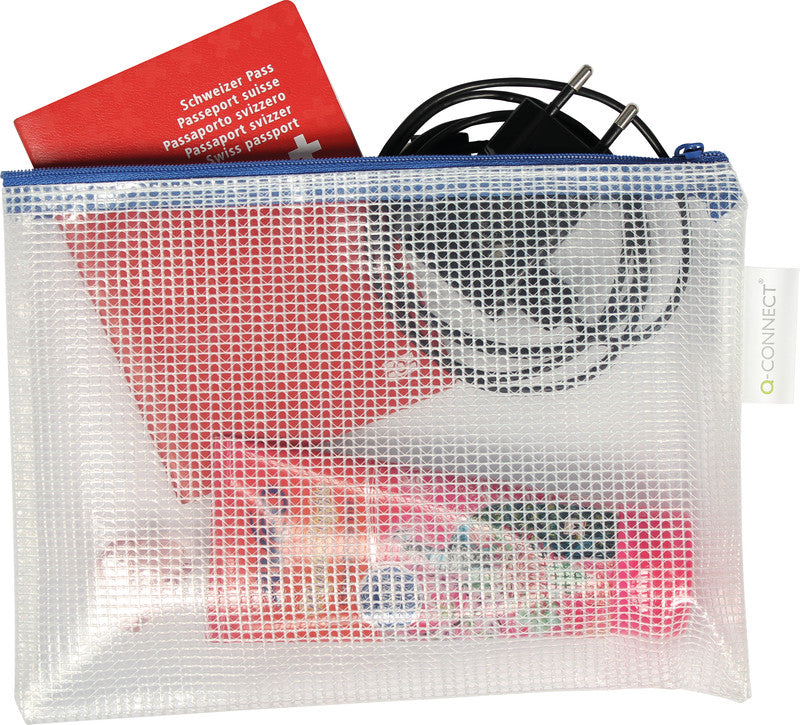 Q-connect Reissverschlusstasche – für A4-Dokumente – 337 × 255 mm, Kunststoff, Grün – 8 Stück