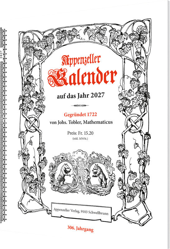 Appenzeller verlag Bildkalender Appenzell 2026 – 17 × 21 cm – d – mit Tagesfeldern