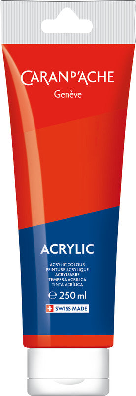 Caran d'Ache Acrylfarbe – Zinnoberrot 060 – 250 ml, Tube – für Leinwand, Holz, Glas