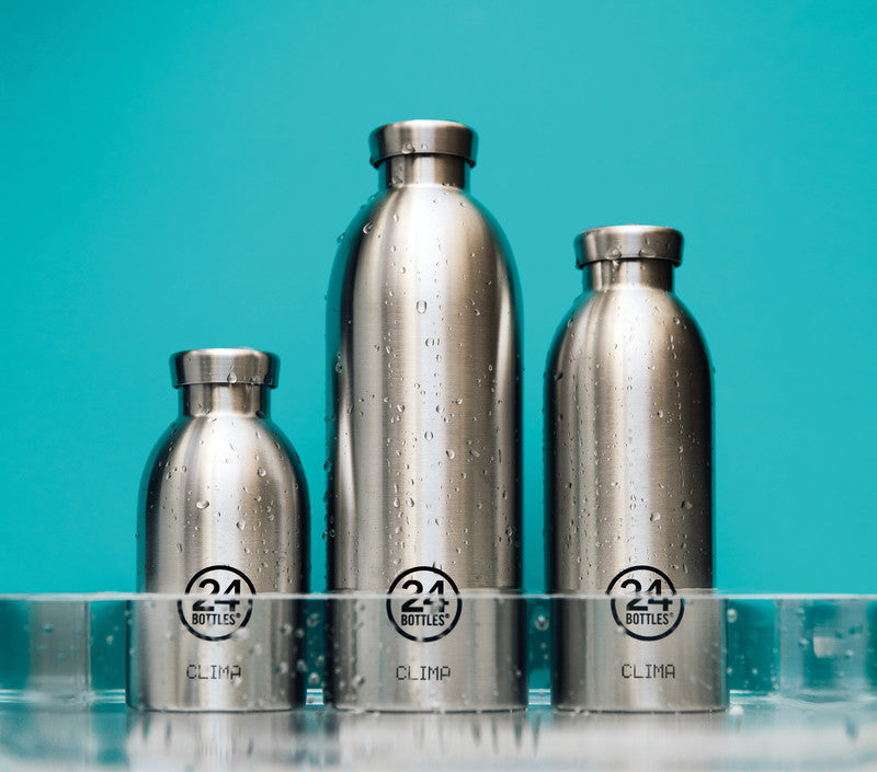 24Bottles Trinkflasche Clima – 8,5 dl – Edelstahl, isoliert, Schraubverschluss – Stahl