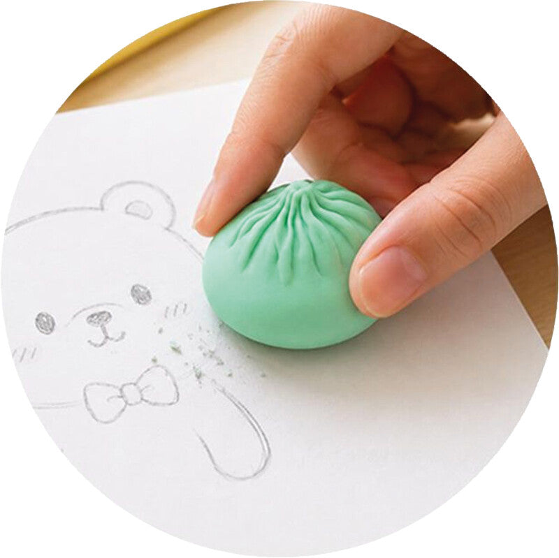 Trendhaus Motiv-Radiergummi Dumpling – für Bleistifte, 60 × 60 × 45 mm, farbig sortiert, 3 Stk.