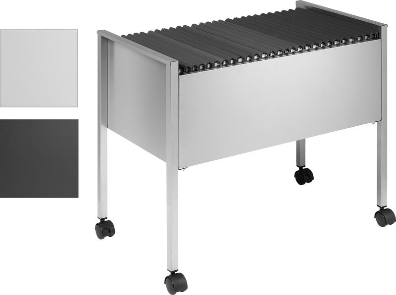 Durable Hängemappenwagen – für 80 Hängemappen A4, mit Rollen (2 feststellbar), 655 × 592 × 368 mm, silber, Sta