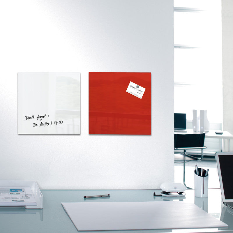 Sigel Whiteboard – 120 × 90 cm, Glas, magnetisch, Wandmontage, inkl. SuperDym Magnetwürfel