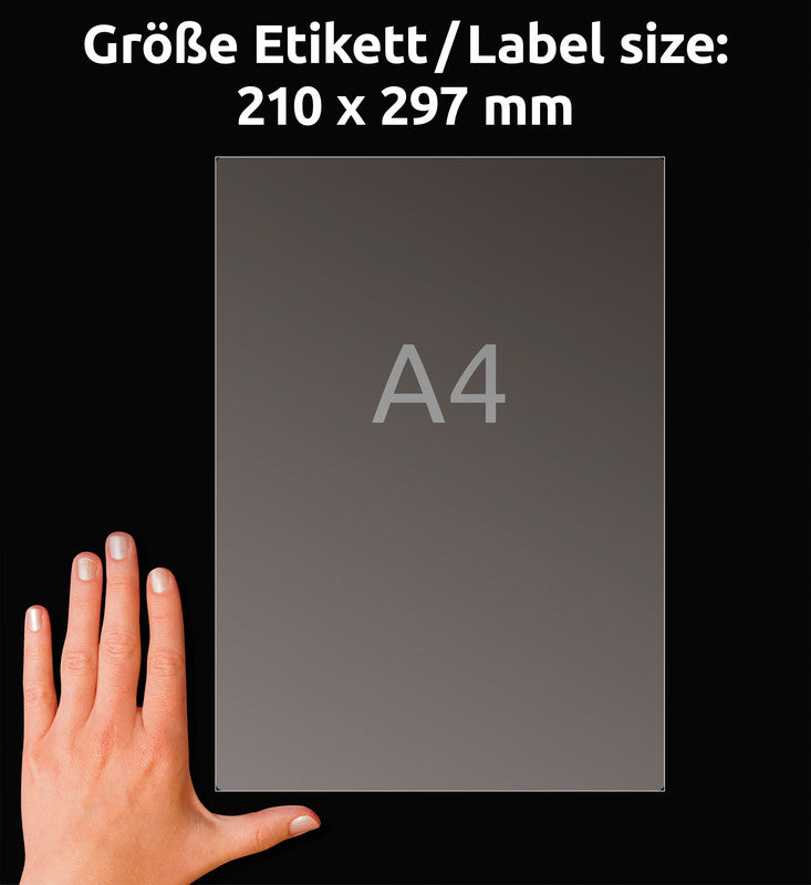 Avery Drucketiketten, 210 mm × 297 mm, transparent, Folie, permanent, 25 Blätter