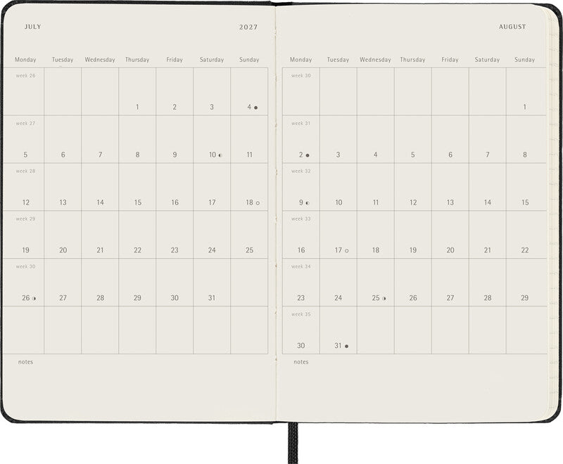 Moleskine Schüleragenda – 1 Woche/1 Seite, gebunden, 9 × 14 cm, 18 Monate Jul–Dez, schwarz, FSC