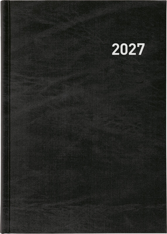 Biella Registra Agenda – 1 Tag/Seite, gebunden, 14,5 × 20,5 cm, 2026, 1/2-Stunden-Takt, schwarz, FSC
