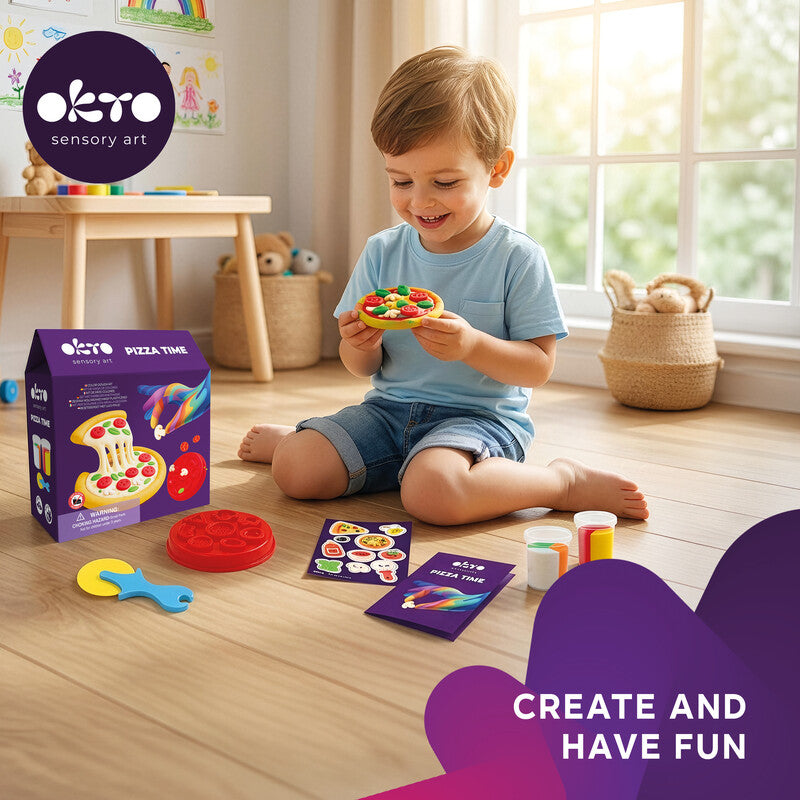 Okto sensory art Pizza Time – Lufthärtendes Knete-/Modelliermasse-Set – 6 Farben, 200 g – Ab 3 Jahren