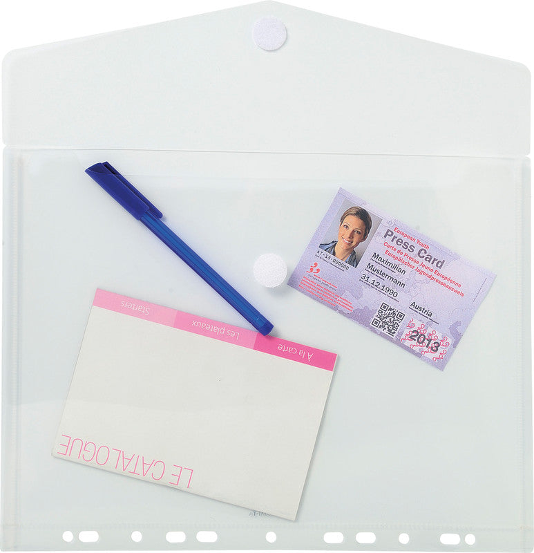 Exacompta Dokumententasche A4, Klettverschluss, Eurolochung, PP, transparent – 5 Stück