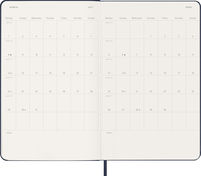 Moleskine Wochenagenda – 1 Woche/1 Seite, gebunden, 13 × 21 cm, saphirblau, FSC