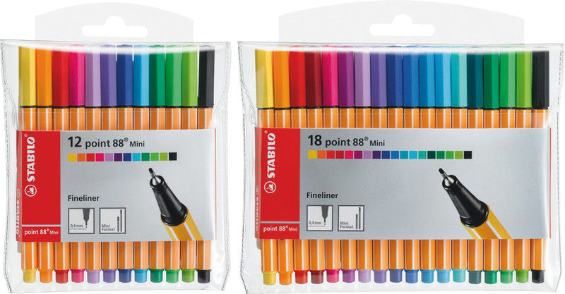 STABILO Fineliner – 18er-Set 0,4 mm – 18 Farben, sortiert