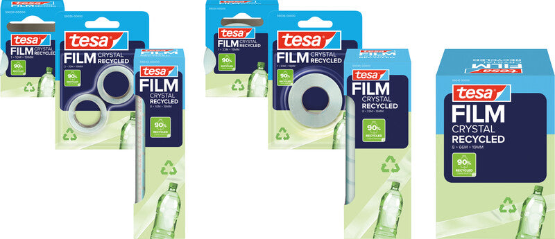 TESA Büro-Klebeband eco & crystal – permanent, Kunststoff, 19 mm × 33 m, transparent, 1 Rolle