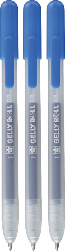 Sakura Classic Gelschreiber 3er Set – blau, 0,4 mm, schnelltrocknend, für dunkles Papier, Kappe