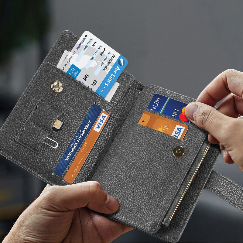 Dux Ducis Reissverschlusstasche – wasserabweisend, RFID, Leder, hellgrau