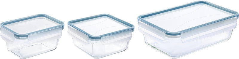 Rotho Glasbehälter Clic & Lock – 0,5 l – eckig – 16 × 7,8 × 12 cm – Borosilikatglas – transparent
