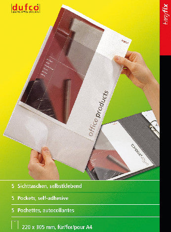 Dufco Sichttaschen A4 – transparent, Kunststoff, glänzend, 120 µm, 5er-Pack