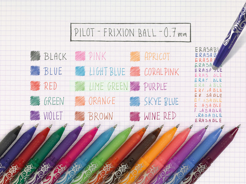 Pilot FriXion Ball Gelschreiber – pink, 0,7 mm, radierbar, Kappe, nachfüllbar