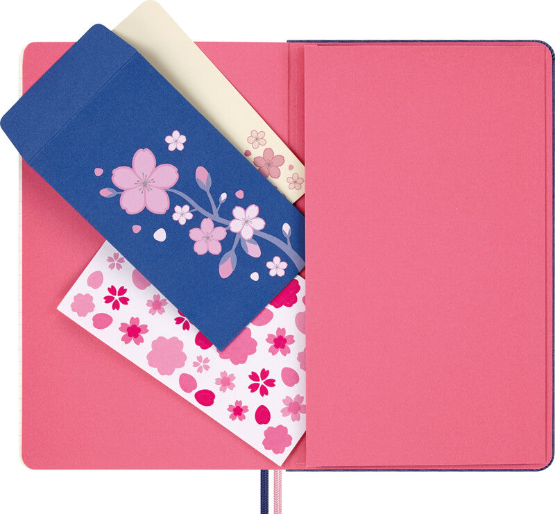 Moleskine Notizbuch Limited Edition Sakura, 130 × 210 mm, liniert, Leimbindung, 176 Seiten, 100 g/m² – blau