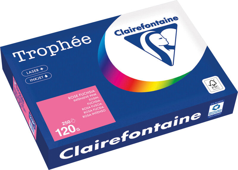 Clairefontaine Kopierpapier – A4, 120 g/m², Eosin – für Inkjet/Laser/Kopierer – FSC, EU Ecolabel – 250 Blatt