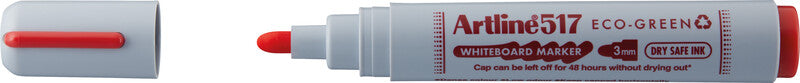 Artline Whiteboard-Marker Eco-Green EK517 – Rundspitze 3 mm – Rot – Trocken abwischbar