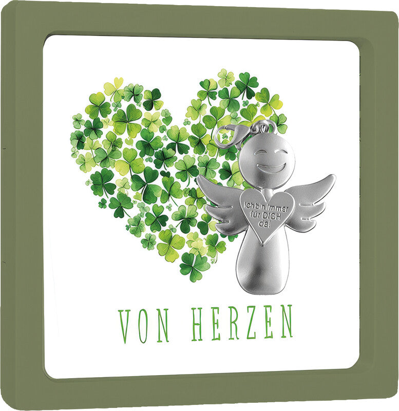 Kurt Eulzer Geschenkanhänger – Engel (Von Herzen), 100 × 100 mm, quadratisch, mit Karabiner