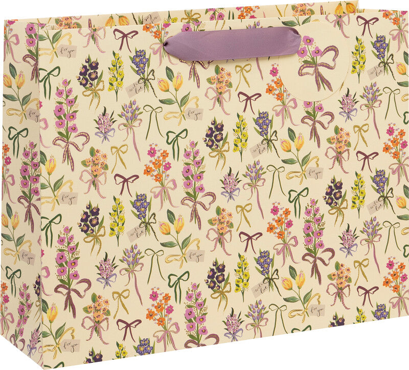 Glick Geschenktasche 'Bouquets and Bows' – 35,5 × 10 × 27,5 cm, Papier, mit Satinband, mehrfarbig, mit Anhänger