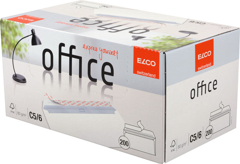 Elco Couvert C5/6, ohne Fenster, Haftklebung, hochweiss, 80 g/m² – 200 Stk.