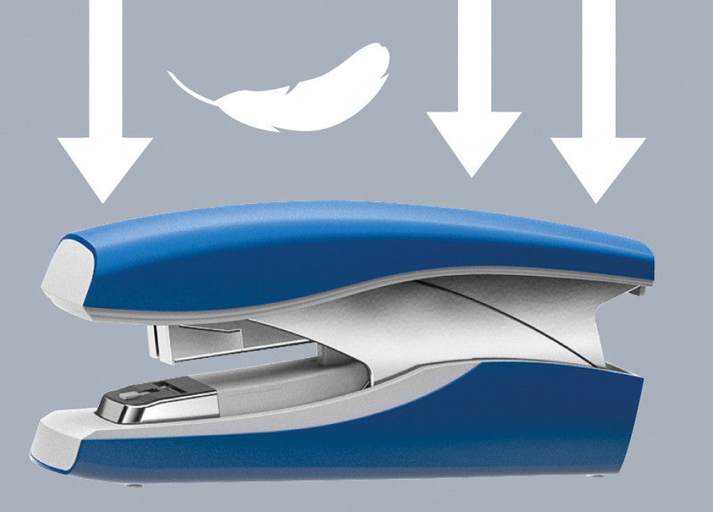 Leitz NeXXt Softpress – Hefter, 30 Blatt, Flat-Clinch, Oberlademechanik, geschlossene Heftung, blau