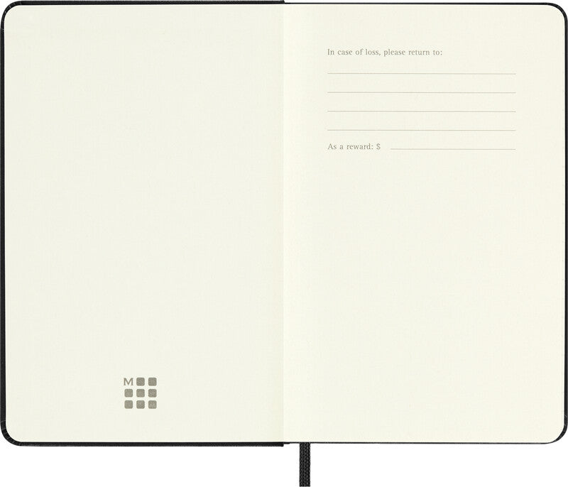 Moleskine Taschenagenda – 1 Tag pro Seite, gebunden, 9 × 14 cm, 2026, 1-Stunden-Takt, Englisch, Schwarz, FSC