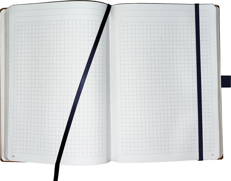 Denkzettel Notizbuch A5, kariert, Fadenheftung, Hardcover, 192 Seiten, perforiert, 80 g/m² – dunkelblau