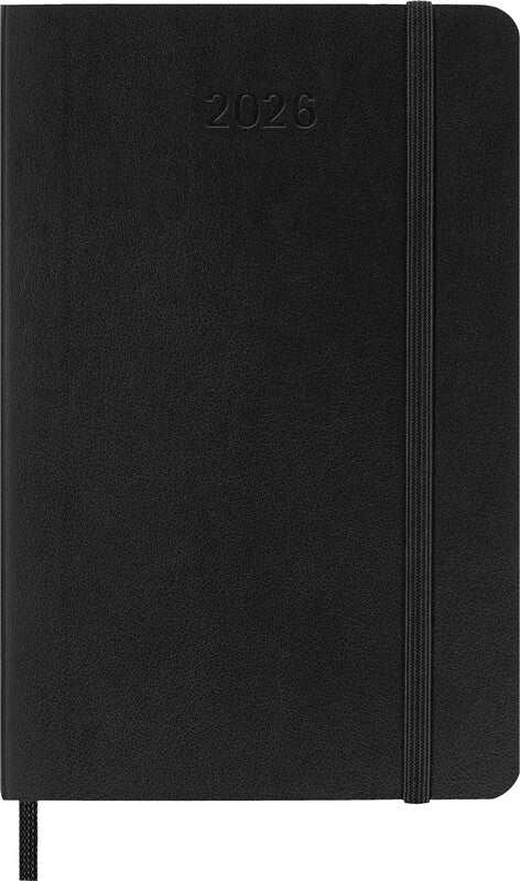 Moleskine Agenda – 1 Woche/1 Seite, gebunden, 9 × 14 cm, Jan–Dez 2026, Englisch, schwarz, FSC