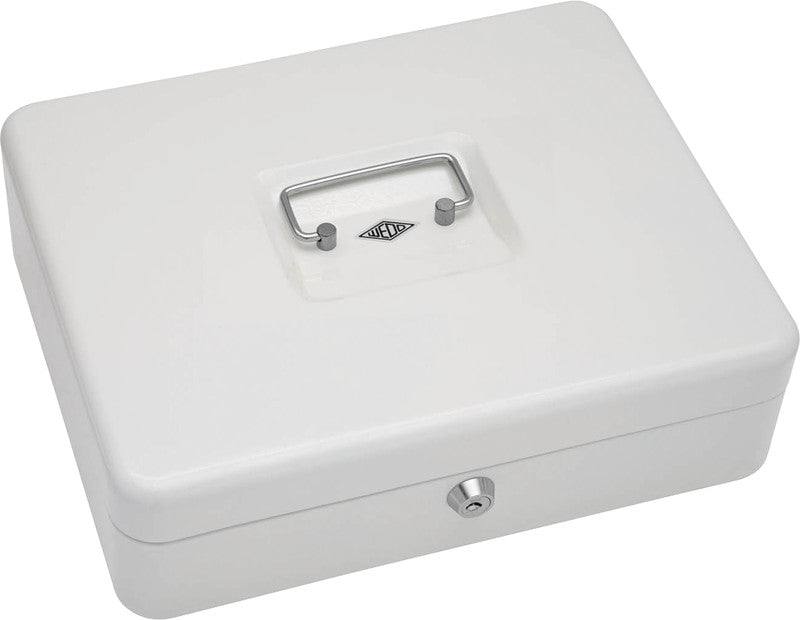 Wedo Geldkassette – mit Schlüssel – 30 × 24 × 9 cm – Weiss – Stahl