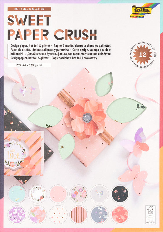 Folia Motivblock, Sweet Paper Crush – A4 – 165 g/m² – sortiert – 12 Blatt