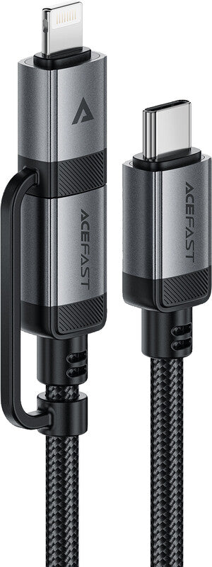 Acefast USB-C auf USB-C/Lightning Kabel – USB 2.0 (480 Mbit/s) – 1,2 m – PD 60 W – Schwarz