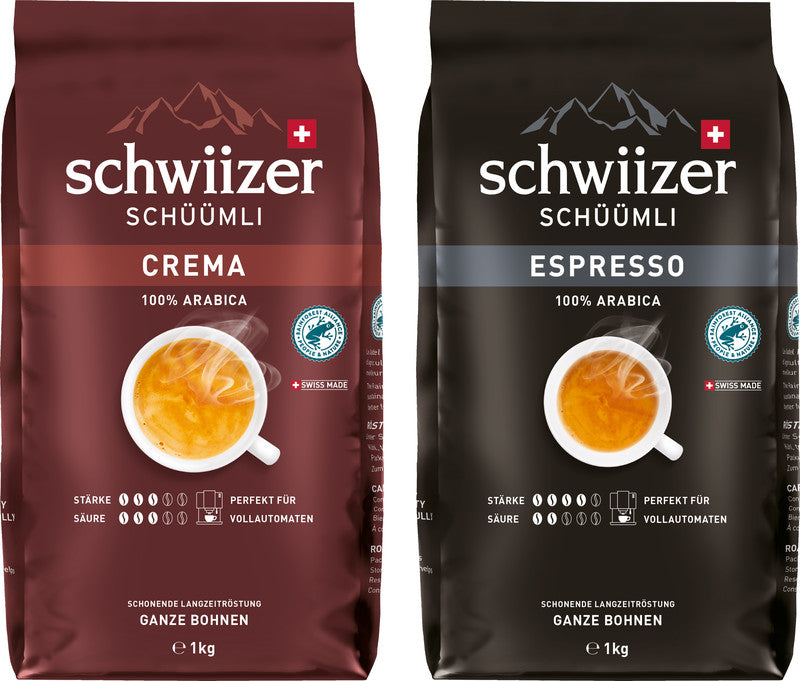 Schwiizer Schüümli Bohnenkaffee Espresso – 1 kg – Arabica – Mittlere Röstung – Intensität 4/5