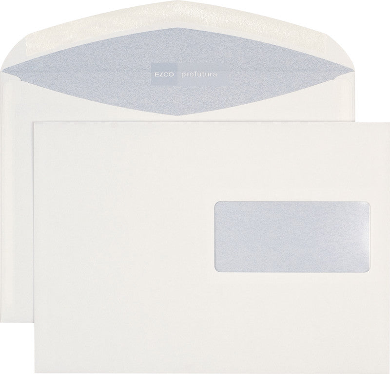 Elco Couvert C5, Fenster rechts, nassklebend, naturweiss, 100 g/m², Profutura, mit Innendruck – 500 Stk.