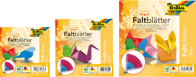 Folia Faltblätter, Duo – 150 × 150 mm – 80 g/m² – sortiert – 50 Blatt