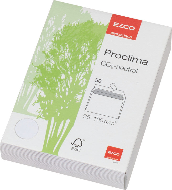 Elco Couvert C6, ohne Fenster, selbstklebend, weiss, 100 g/m², mit Innendruck – 50 Stk.