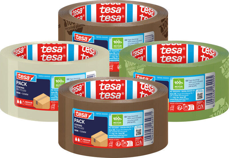 tesa Verpackungsband – 50 mm × 66 m, braun, stark, eco:plus