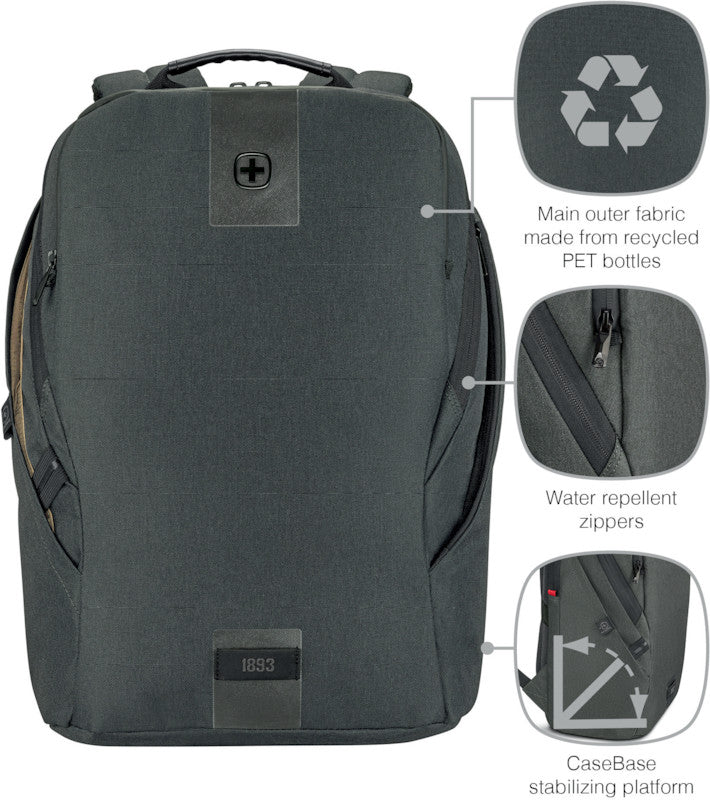 Wenger/SwissGear Wenger MX ECO Light – Notebook-Rucksack – für 16" Notebook, 19 l, rPET, Grau, Anti-Diebstahl-Verschluss