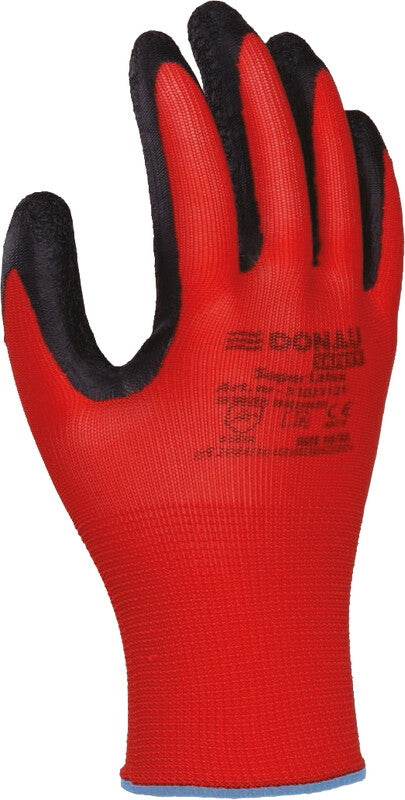 Office products Arbeitshandschuhe – Grösse L – PES, Latexbeschichtung, EN 388, Rot/Schwarz, abriebfest
