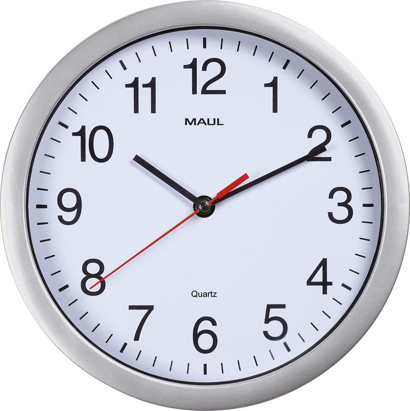 MAUL Wanduhr run – Ø 25,2 cm, silber, Kunststoff