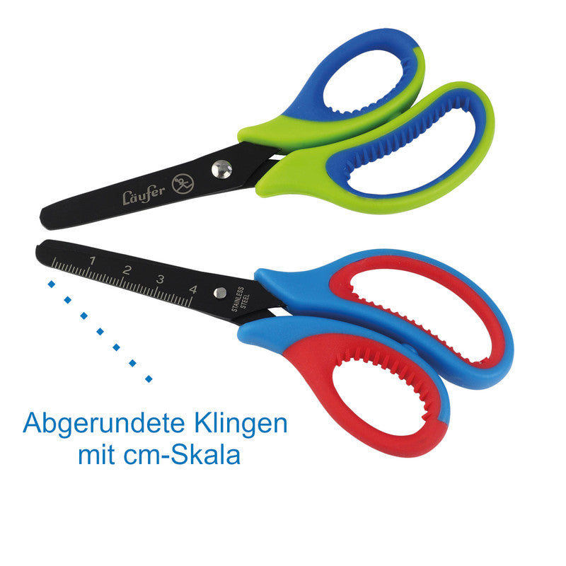 Laufer Kinderschere – titanbeschichtet, für Rechtshänder, abgerundete Spitzen, Kunststoffgriffe, Pink