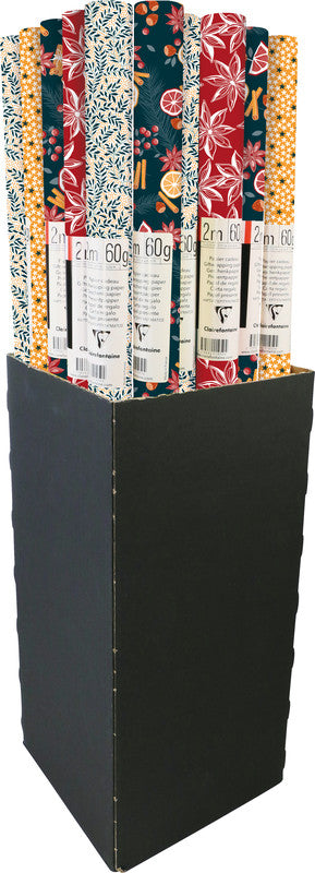 Clairefontaine Geschenkpapier – Agrumes – für Weihnachten – 70 cm × 2 m – 60 g/m2, gestrichen