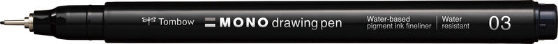 Tombow Mono Drawing Pen Fineliner – 4er-Set – Schwarz – Wasserfest