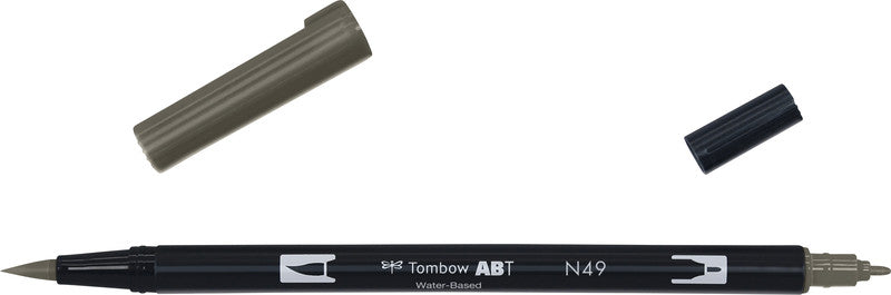 Tombow Brush Pen ABT Dual – Pinselspitze 3-10 mm / Feinspitze 0,3 mm – Warmgrau 8 – wasservermalbar