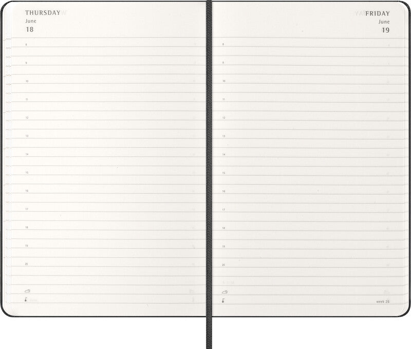 Moleskine Tagesagenda – 1 Tag pro Seite, gebunden, 13 × 21 cm, 2026, 1-Stunden-Takt, schwarz, FSC