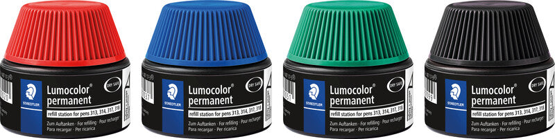 Staedtler Marker-Nachfüllung für Lumocolor permanent 313, 314, 317 + 1 weitere – wasserfest, geruchsarm, 15 ml