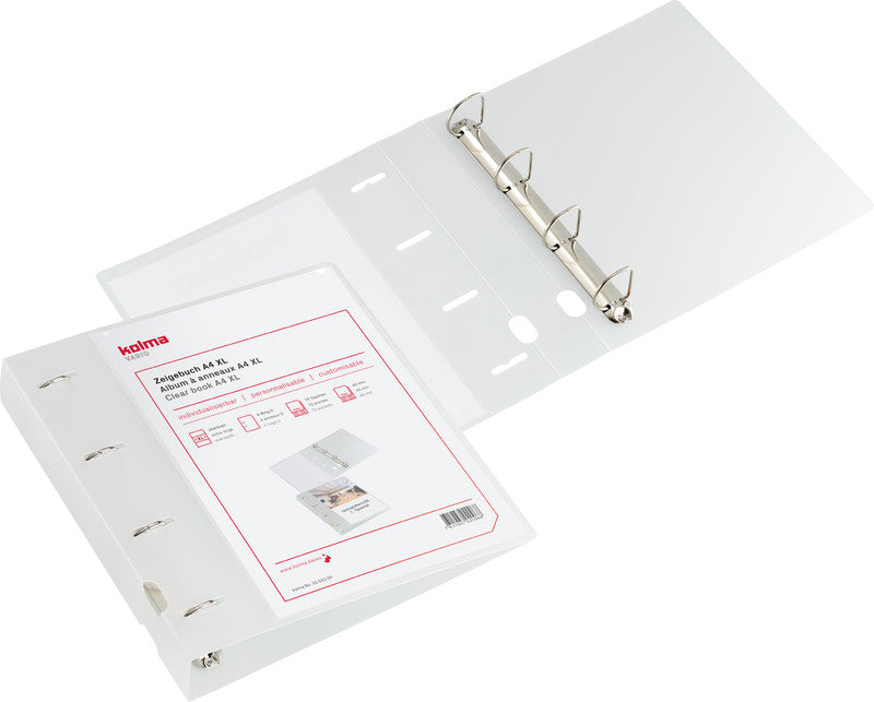 Kolma Sichtbuch Vario XL – A4, mit Fronttasche, Bügelmechanik, transparent, Kunststoff