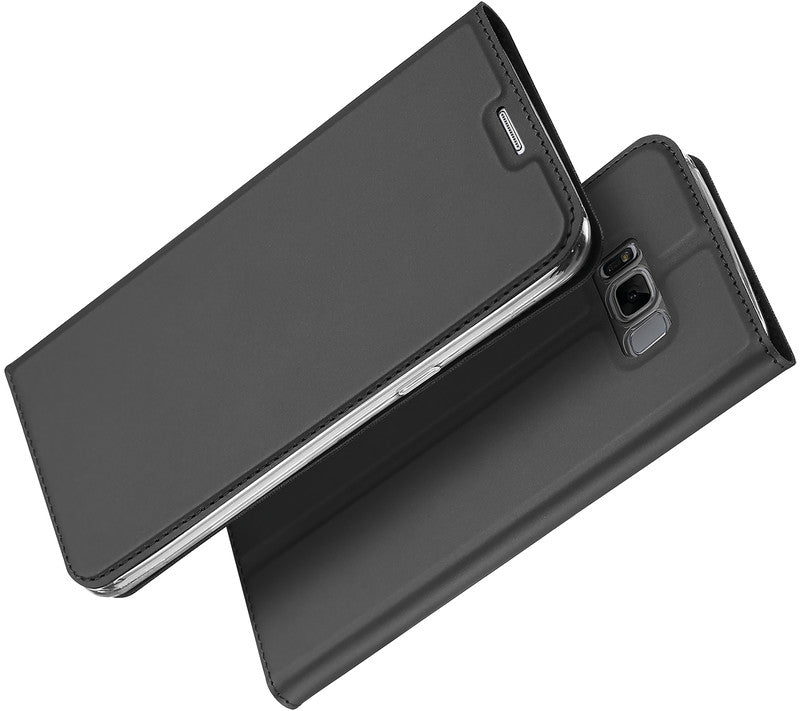 Dux Ducis Booklet-Hülle – für Samsung Galaxy S8 – dunkelgrau – Kunstleder – mit Kartenfach, Magnetverschluss
